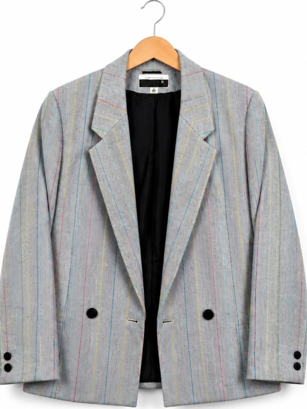 🔥 NWT  David Benjamin Gray Pinstripe Blazer | Red Yellow Blue Stripe | Tailo